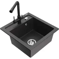 Mexen Vito 1 bac en granit avec mitigeur Duero, noir moucheté - 6503-76-671600-70