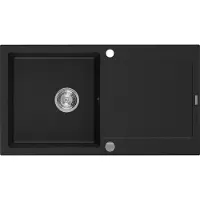 Mexen Leo Evier 1 bac en granit avec égouttoir 900 x 500 mm, Noir - 6501901010-77