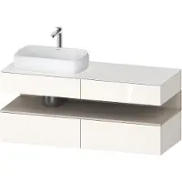 Duravit Collection One Meuble sous-vasque sur console, 2 tiroirs, 2 coulissants, découpe à gauche, 1400x550x600mm, niche Taupe Supermatt, QA4765083220000