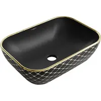 Mexen Rita lavabo à poser 45 x 32 cm, noir mat/carreaux dorés - 21084579