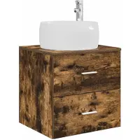 Syfax Vanité de lavabo mural Chêne fumé 49,5 x 44,5 x 66 cm
