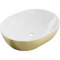 Mexen Viki lavabo à poser 48 x 35 cm, blanc/or motif géométrique - 21054817