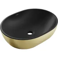 Mexen Viki lavabo à poser 48 x 35 cm, noir mat/or motif géométrique - 21054877