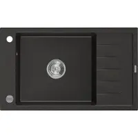 Mexen Elias évier 1 bac en granit avec égouttoir court 795 x 480 mm, noir/or métallisé - 6511791005-75
