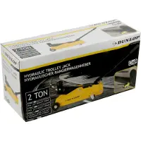 Dunlop Cric de manœuvre , hydraulique, barre de levage, poignée, 4 roulettes, charge max. par levier 2 tonnes, jaune-noir