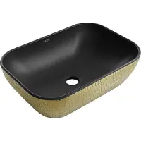 Mexen Rita lavabo à poser 45 x 32 cm, noir mat/or motif peau de poisson - 21084578