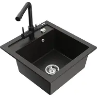 Mexen Vito 1 bac en granit avec mitigeur Duero, noir/or métallisé - 6503-75-671600-70