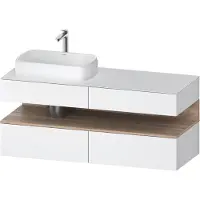 Duravit Collection One Meuble sous-vasque sur console, 2 tiroirs, 2 coulissants, découpe à gauche, 1400x550x600mm, niche en chêne mamelonné, QA4765055180010