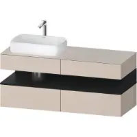 Duravit Collection One Meuble sous-vasque sur console, 2 tiroirs, 2 coulissants, découpe à gauche, 1400x550x600mm, crédence en chêne noir, QA4765016910010