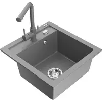 Mexen Vito granit 1 bac avec mélangeur Duero, gris (6503-71-671600-71)