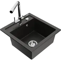 Mexen Vito 1 bac en granit avec mitigeur Duero, noir/or métallisé - 6503-75-671600-00