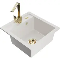 Mexen Vito 1 bac en granit avec mitigeur Rita, Blanc - 6503-20-670300-50