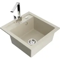 Mexen Évier 1 bac en granit Vito avec mitigeur Rita, beige (6503-69-670300-00)