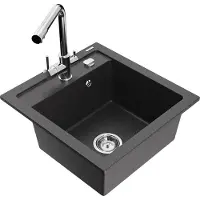 Mexen Vito 1 bac en granit avec mitigeur Duero, noir moucheté - 6503-76-671600-00