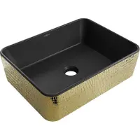 Mexen Catia lavabo à poser 48 x 37 cm, noir mat/or motif peau de poisson - 21314878