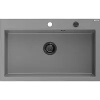 Mexen Évier en granit Elix 1 bac 800 x 500 mm, gris, siphon noir - 6527801005-71-B