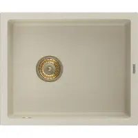 Mexen Pedro granit évier 1 bac 560 x 460 mm, beige, siphon or (6508561000-69-G)