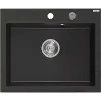 Mexen Elix évier granit 1 bac 600 x 500 mm, noir/or métallisé, siphon chrome - 6525601005-75