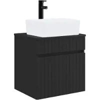 Syfax Meuble de lavabo mural Noir 49 x 41 x 63 cm Bois d'ingénierie