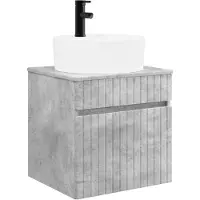 Syfax Meuble de lavabo mural Gris béton 49 x 44,5 x 65 cm