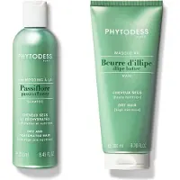 Phytodess Duo Soins Cheveux Secs - Shampooing à la Passiflore 250ml + Masque au Beurre d'Illipe 200ml - Haute Nutrition, Réparation et Hydratation Intense