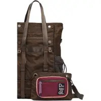 Desigual Sac à bandoulière et sac à dos polyvalent pour femme - Marron avec sangle amovible
