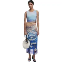 Desigual Robe beige clair / bleu ciel / bleu foncé / orange