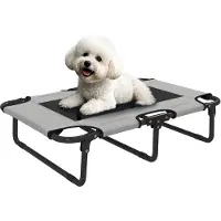 SUGIFT , lit de repos pour chien, modèle extérieur, surélevé et pliable, tissu en filet, gris clair | 1,44 kg | Acier et polyester | 75 x 51 x 18 cm