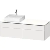 Duravit L-Cube Meuble sous-lavabo en console suspendu, avec plan de toilette en console, 4 tiroirs, vasque à gauche, 1420x482x550mm, LC4870L84840000