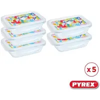 Pyrex Boîte Repas En Verre Lot De 5 Rectangulaires 0,80 L