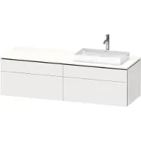 Duravit L-Cube Meuble sous-lavabo en console suspendu, avec plan de toilette en console, 4 tiroirs, vasque à droite, 1620x482x550mm, LC4871R18180000