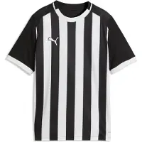 Puma Hommes, T-shirt de sport, teamLIGA26 Striped Jersey Jr (116), Multicolore, Blanc, Noir, 116