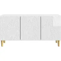 vidaXL Meuble TV 99 x 34,5 x 50 cm, blanc brillant, aggloméré