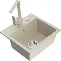 Mexen Évier 1 bac en granit Milo avec mitigeur Rita, beige (6505-69-670300-69)