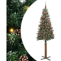 vidaXL Sapin de Noël mince Vert 180 cm PVC et bois de pin massif