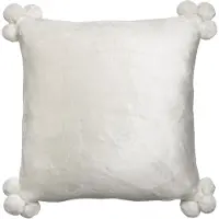 Vivaraise Housses de coussins TENDER POMPONS - Blanc - 45x45 cm