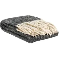 Vivaraise Plaid Uni Recyclé Isabel En Coton Recycle Caviar 130 X 160