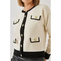Bianco Lucci Cardigan écru / noir