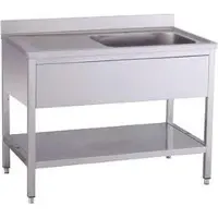 Kbs Meuble sous-évier 1200x700x850 mm avec crédence, 1 cuve à droite avec socle.