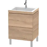 Duravit L-Cube c-bonded Ensemble vertical, 2 tiroirs, sans trop-plein, 1 trou pour robinet, 600x698x480mm