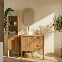 MOB-IN Meuble JOY chêne 80cm, vasque, miroir, robinet et colonne