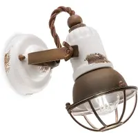 FERROLUCE Applique Vintage Loft en Fer et Céramique Avec Filet Blanc 1 Lumière E14