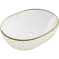 Mexen Viki lavabo à poser 48 x 35 cm, blanc/or motif damier - 21054809
