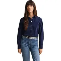 Gant pour femme. 4300348 Chemise Regular Fit classique en popeline marine (40), Casuel, Coton, Manche longue