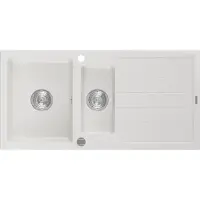 Mexen Andres Évier en granit 1,5 bol avec égouttoir 1000 x 500 mm, blanc - 6515101510-20