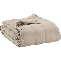 Vivaraise Jeté de lit stonewashed en lin naturel 240 x 260