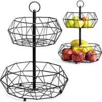 By Lille Vilde Panier GÉOMÉTRIQUE, en métal, pour fruits et légumes, NOIR, panier, plat de présentation, saladier,