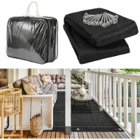 Aopunly Tapis d'auvent 300x400cm Tapis de tente en HDPE Outdoor Camping Tapis avec sac de transport Accessoires Noir