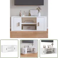 The Living Store Armoire TV Blanc 100x35x40 cm Bois composite