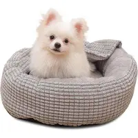 OEM Coussin pour chien, coussin rond pour chien, coussin lavable avec housse, tapis pour chien avec fond antidérapant, convient aux chiens et aux chats (40 cm)